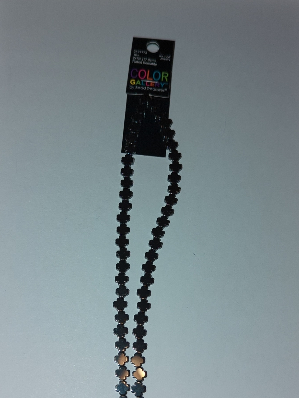 Color Gallery Black Flower Link Necklace .Plated Hermatite.